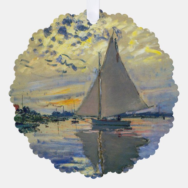 Claude Monet - Sailboat at Le Petit-Gennevilliers Ornament Card (Front)
