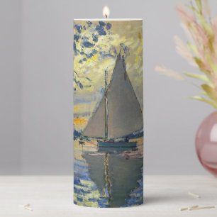 Claude Monet - Sailboat at Le Petit-Gennevilliers Pillar Candle