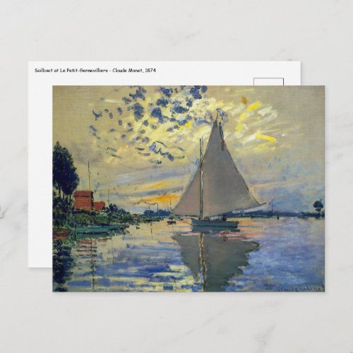 Claude Monet _ Sailboat at Le Petit_Gennevilliers Postcard