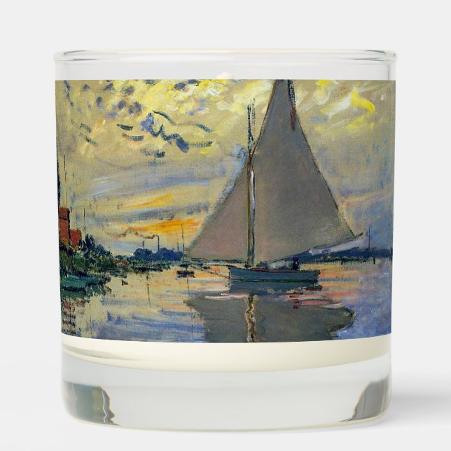 Claude Monet - Sailboat at Le Petit-Gennevilliers Scented Candle (Front)