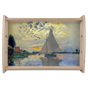 Claude Monet - Sailboat at Le Petit-Gennevilliers Serving Tray