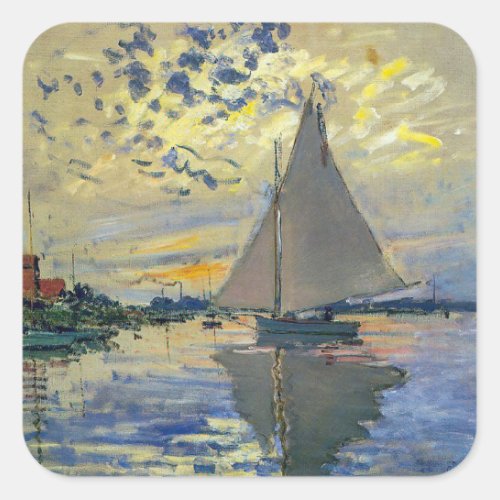 Claude Monet _ Sailboat at Le Petit_Gennevilliers Square Sticker