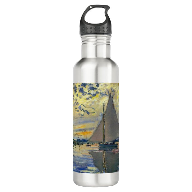 Claude Monet - Sailboat at Le Petit-Gennevilliers Stainless Steel Water Bottle (Front)