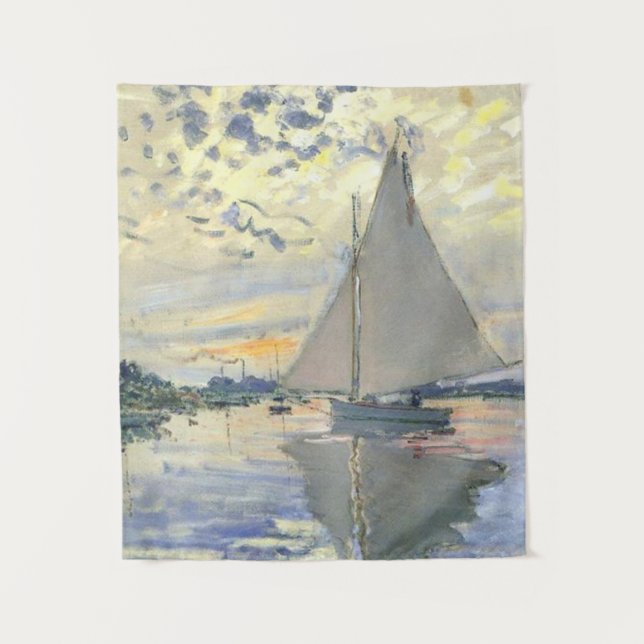 Claude Monet - Sailboat At Le Petit Gennevilliers Tapestry (Front)
