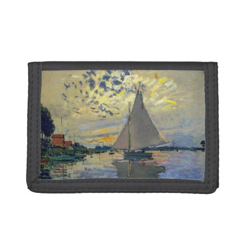 Claude Monet _ Sailboat at Le Petit_Gennevilliers Trifold Wallet