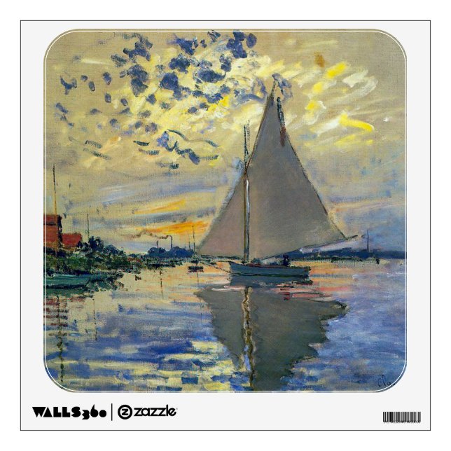 Claude Monet - Sailboat at Le Petit-Gennevilliers Wall Decal (Front)