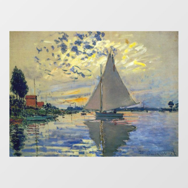 Claude Monet - Sailboat at Le Petit-Gennevilliers Wall Decal (Front)