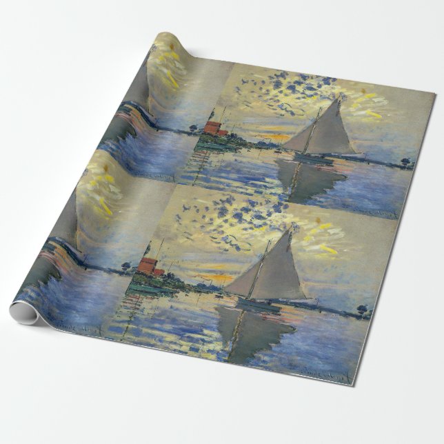 Claude Monet - Sailboat at Le Petit-Gennevilliers Wrapping Paper (Unrolled)