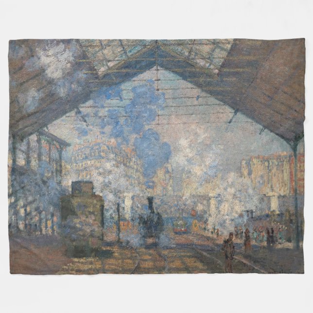 Claude Monet - Saint-Lazare Station exterior view Fleece Blanket (Front (Horizontal))