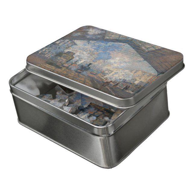 Claude Monet - Saint-Lazare Station exterior view Jigsaw Puzzle (Lid Open)
