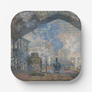 Claude Monet - Saint-Lazare Station exterior view Paper Plates