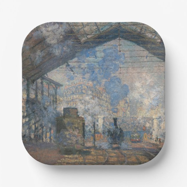 Claude Monet - Saint-Lazare Station exterior view Paper Plates (Front)