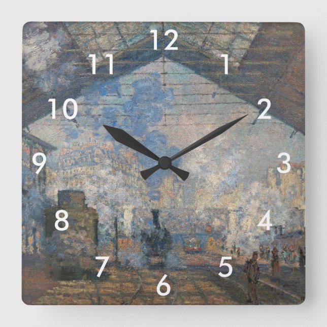 Claude Monet - Saint-Lazare Station exterior view Square Wall Clock (Front)