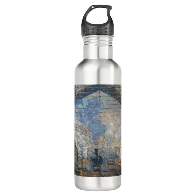 Claude Monet - Saint-Lazare Station exterior view Stainless Steel Water Bottle (Front)