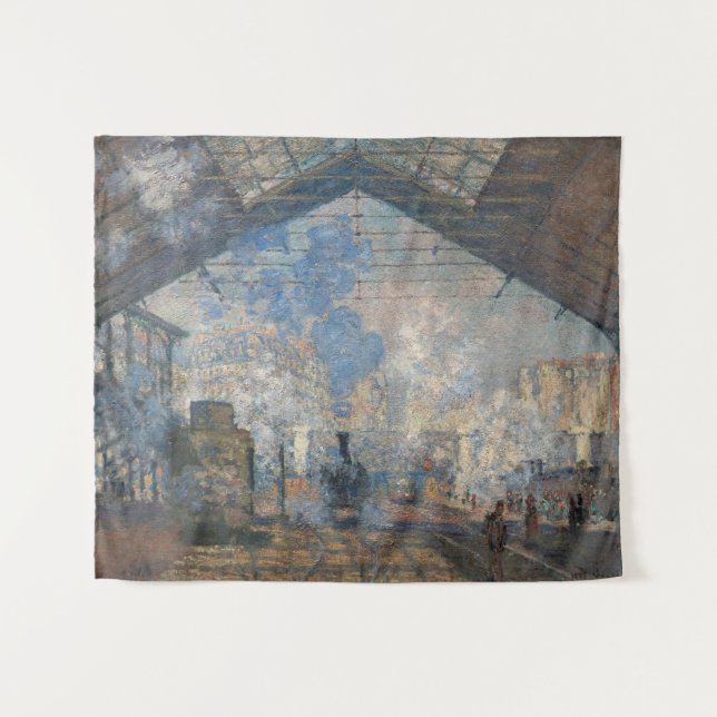 Claude Monet - Saint-Lazare Station exterior view Tapestry (Front (Horizontal))