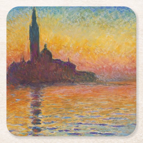 Claude Monet _ San Giorgio Maggiore at Dusk Square Paper Coaster