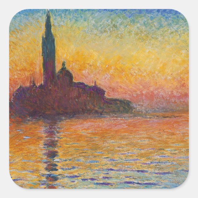 Claude Monet - San Giorgio Maggiore at Dusk Square Sticker (Front)