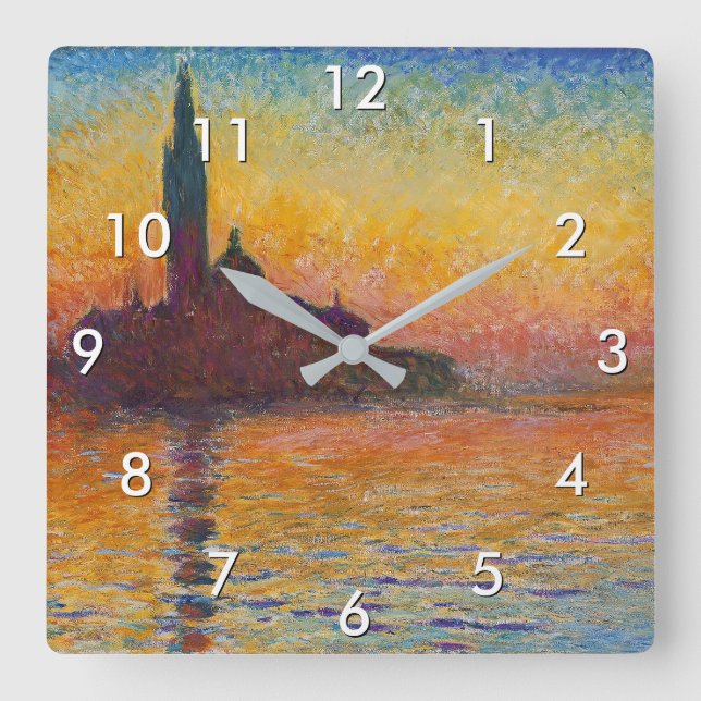 Claude Monet - San Giorgio Maggiore at Dusk Square Wall Clock (Front)