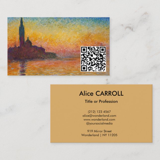 Claude Monet - San Giorgio Maggiore Dusk - QR Code Business Card (Front/Back)