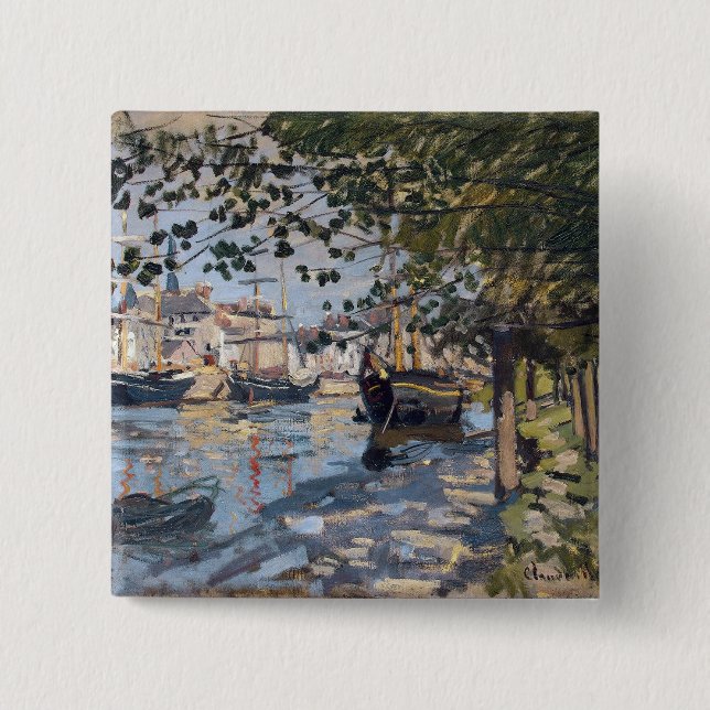 Claude Monet | Seine at Rouen, 1872 Pinback Button (Front)