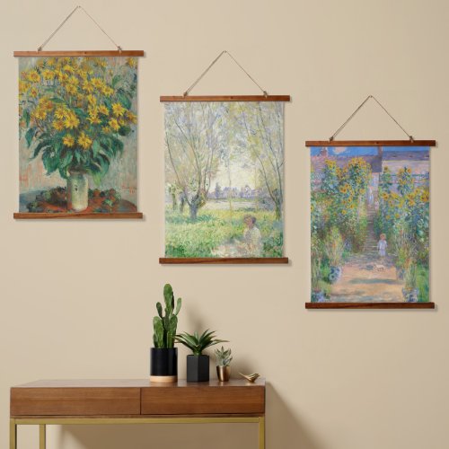 Claude Monet Set of 3 Famous Old Paintings Wall Hanging Tapestry