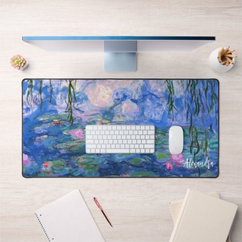 Claude Monet Shades of Blue Water Lilies Desk Mat