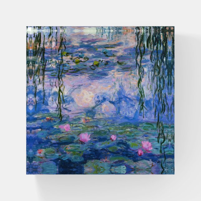 Claude Monet Shades of Blue Water Lilies Paperweight (Front)