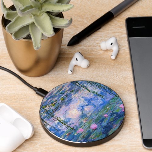 Claude Monet Shades of Blue Water Lilies Wireless Charger