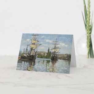 Claude Monet Ships on the Seine River Travel Art Card