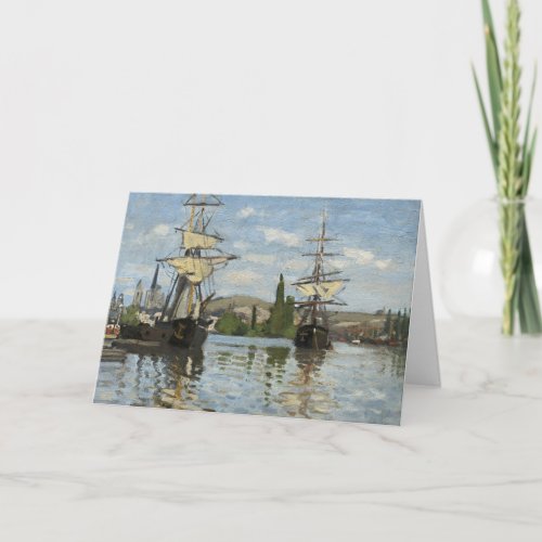 Claude Monet Ships on the Seine River Travel Art Card