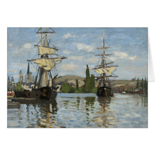 Claude Monet Ships on the Seine River Travel Art Cards