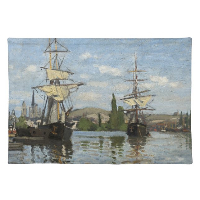 Claude Monet Ships on the Seine River Travel Art Cloth Placemat (Front)