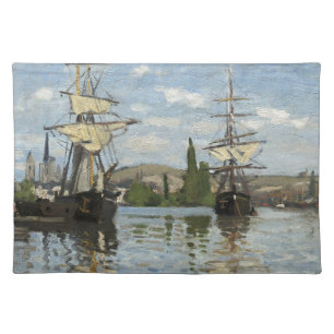 Claude Monet Ships on the Seine River Travel Art Cloth Placemat