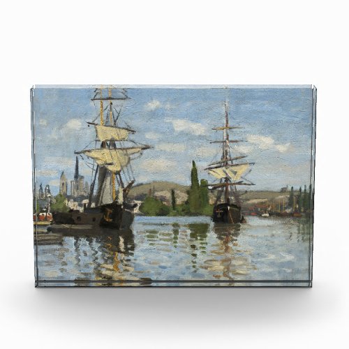 Claude Monet Ships on the Seine River Travel Art Photo Block