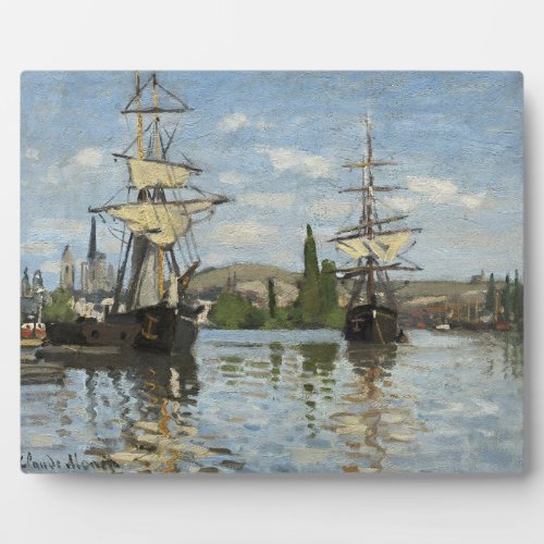 Claude Monet Ships on the Seine River Travel Art Plaque