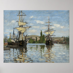Claude Monet Ships on the Seine River Travel Art Poster