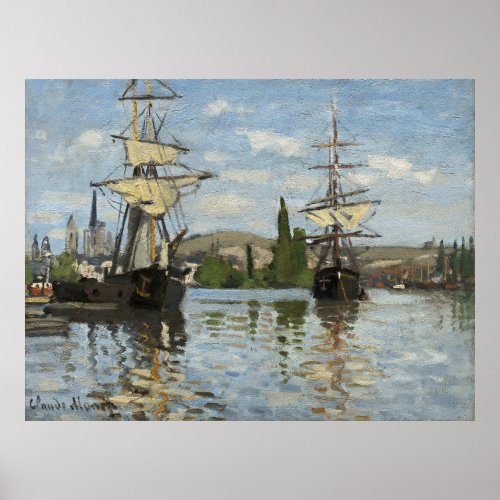 Claude Monet Ships on the Seine River Travel Art Poster