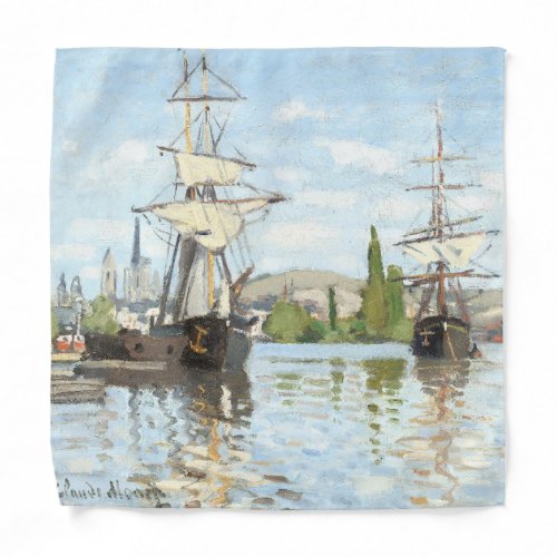 Claude Monet Ships Riding on the Seine at Rouen Bandana