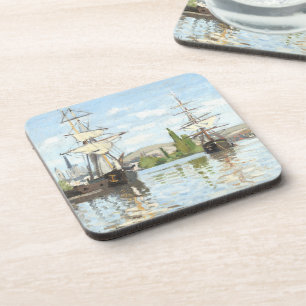 Claude Monet. Ships Riding on the Seine at Rouen Beverage Coaster