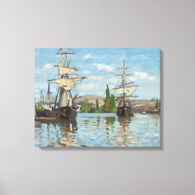 Claude Monet_Ships Riding on the Seine at Rouen Canvas Print (Front)