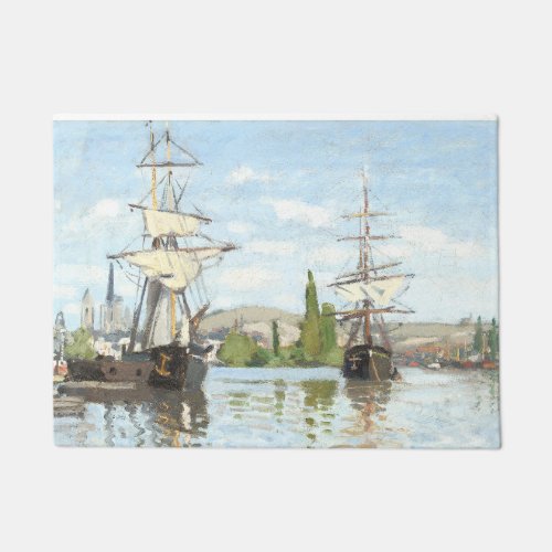 Claude Monet Ships Riding on the Seine at Rouen Doormat