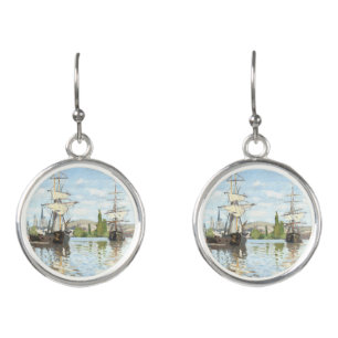 Claude Monet. Ships Riding on the Seine at Rouen Earrings