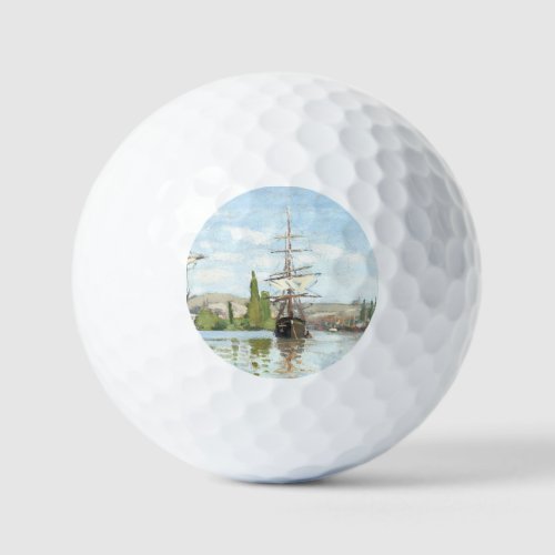 Claude Monet Ships Riding on the Seine at Rouen Golf Balls