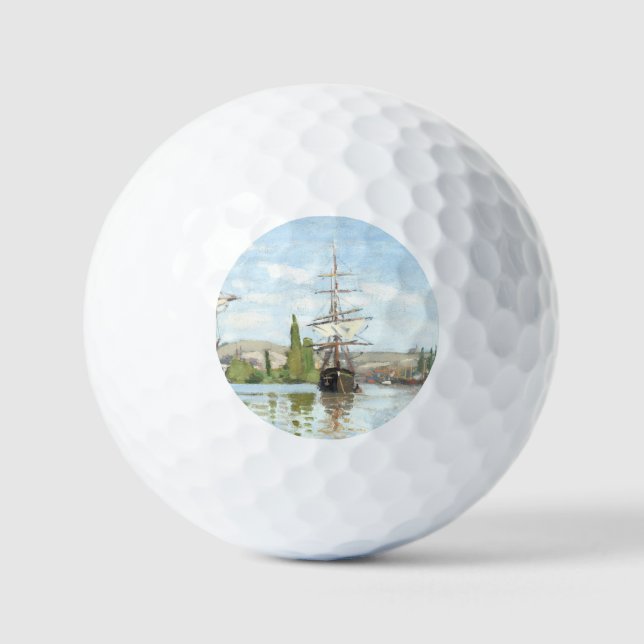 Claude Monet. Ships Riding on the Seine at Rouen Golf Balls (Front)