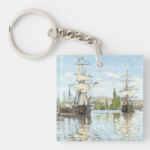 Claude Monet. Ships Riding on the Seine at Rouen Keychain