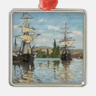 Claude Monet Ships Riding on the Seine at Rouen Metal Ornament