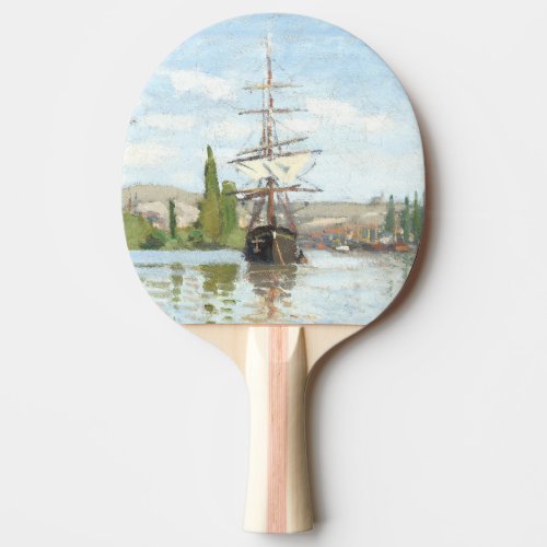 Claude Monet Ships Riding on the Seine at Rouen Ping Pong Paddle