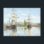Claude Monet. Ships Riding on the Seine at Rouen Postcard<br><div class="desc">Claude Monet. Ships Riding on the Seine at Rouen. Reproduction of famous works of art  images in the public domain.</div>