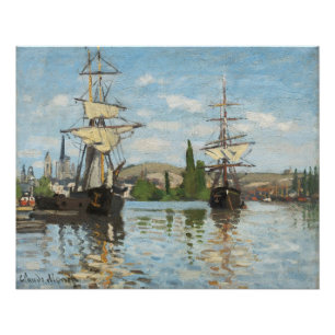 Claude Monet Ships Riding on the Seine at Rouen Poster