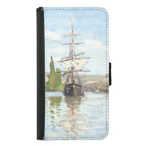 Claude Monet Ships Riding on the Seine at Rouen Samsung Galaxy S5 Wallet Case